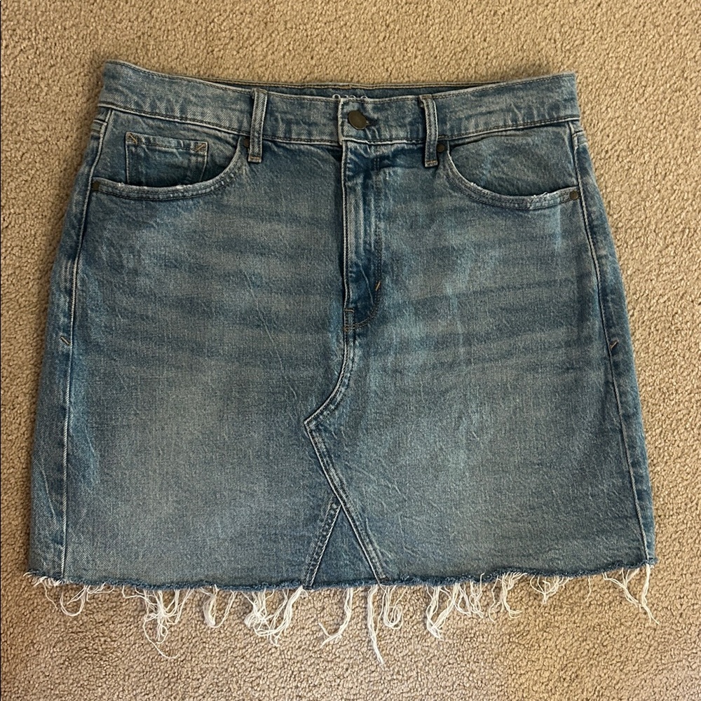 a.n.a Blue Frayed high-rise denim Skirt